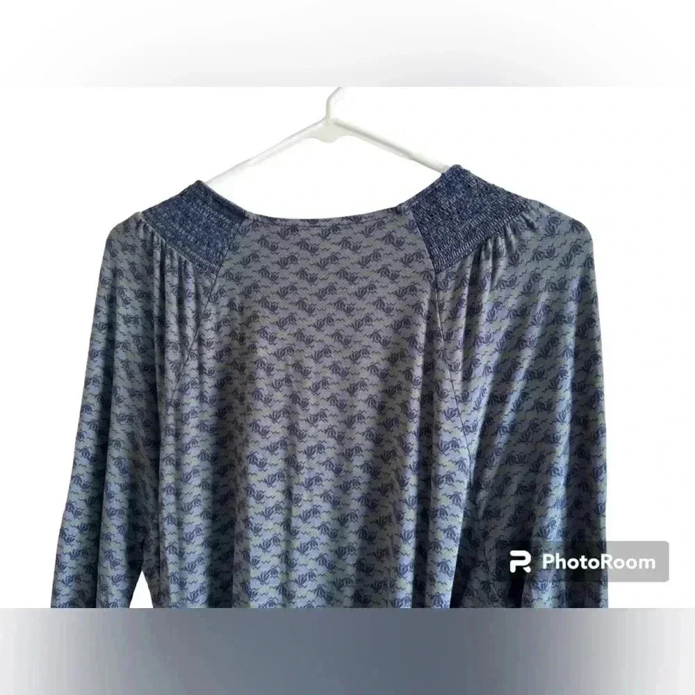 Boden Grace Smocked Jersey Dress Gray and Navy size US 14 Long - Picture 8 of 14